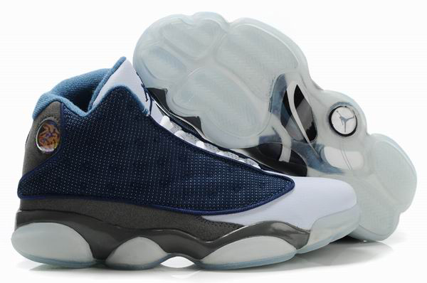 Cheap Air Jordan Shoes 13 Shoes Net Vamp Transparent Sole Blue White Grey