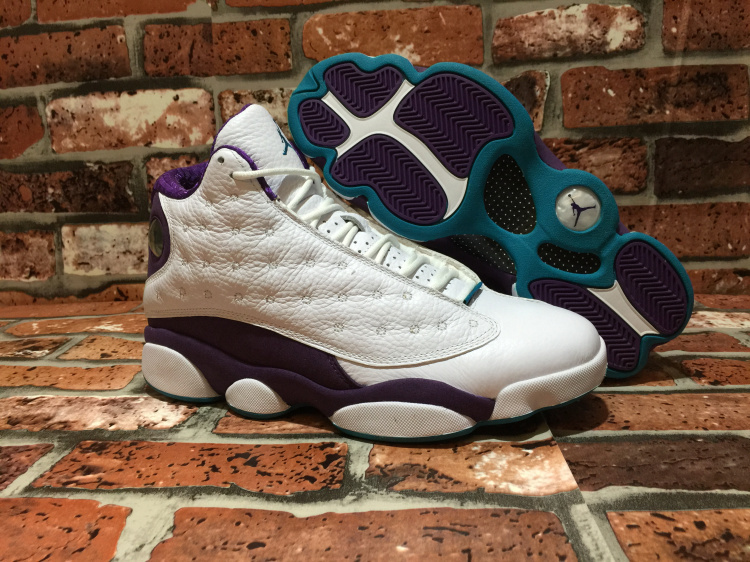 Cheap Real 2015 Jordan Jordan 13 Hornets White Purple