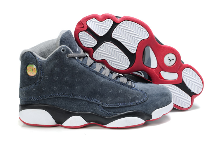 Cheap Real Air Jordan 13 Suede Black White