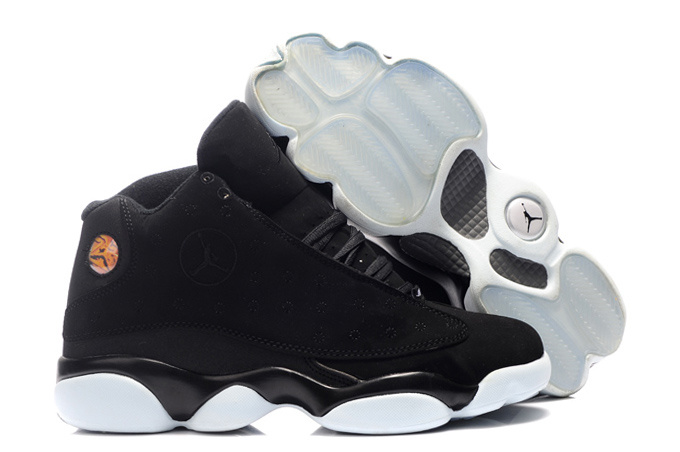 Cheap Real Air Jordan 13 Suede Black White - Click Image to Close