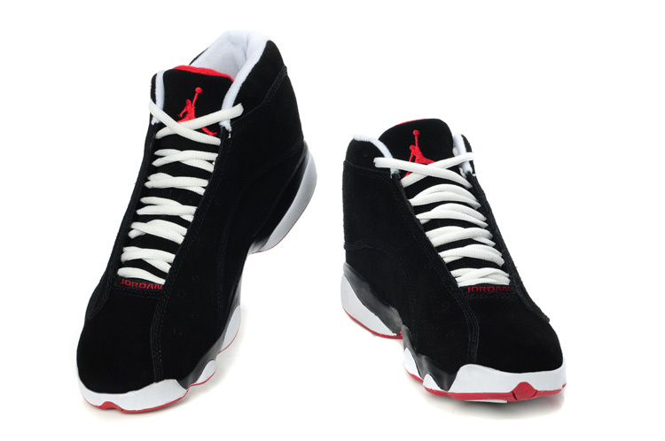 Cheap Air Jordan Shoes 13 Shoes Suede Dark Black White Red