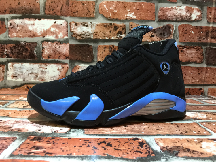 Real Jordan 14 OG North Carolina Black Blue Shoes - Click Image to Close