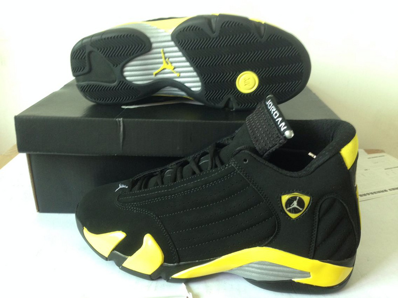 Cheap Real 2015 Jordan Jordan 14 Thunder Black Yellow