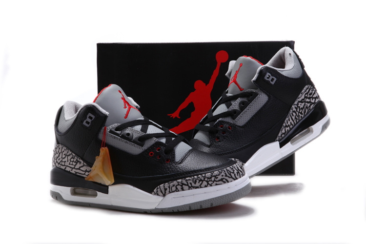 Cheap Real Air Jordan 3 Chalcedoney Edition Black Grey Cement - Click Image to Close