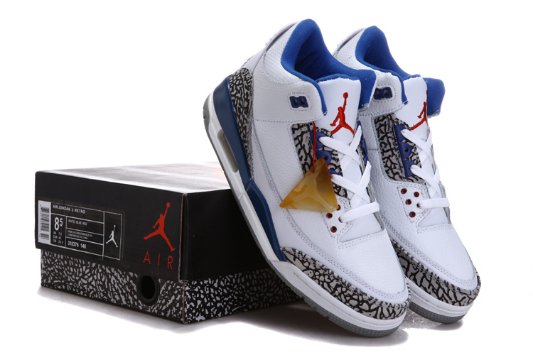 Real Air Jordan 3 Chalcedoney Edition White Blue Grey For Sale