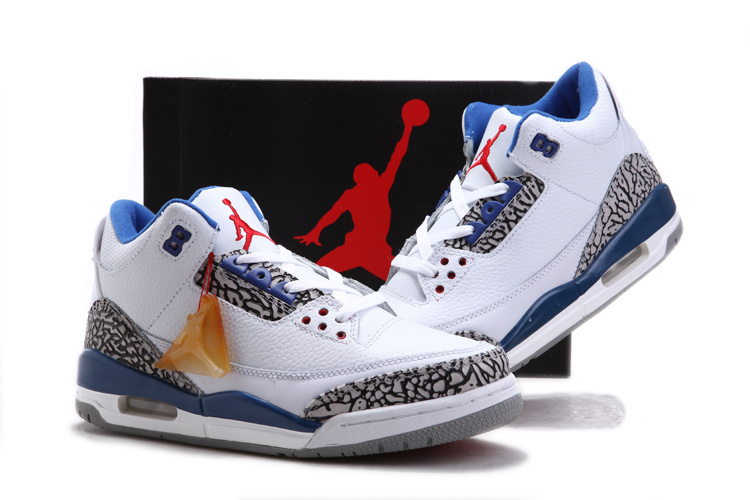 Real Air Jordan 3 Chalcedoney Edition White Blue Grey For Sale
