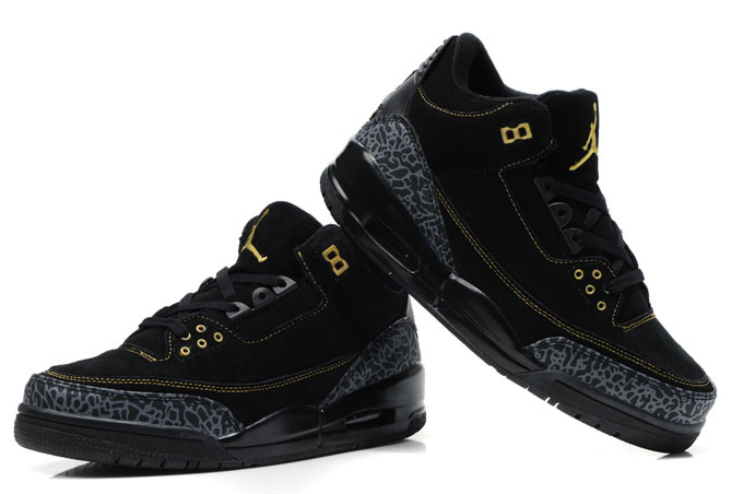Cheap Air Jordan Shoes 3 Leather All Black