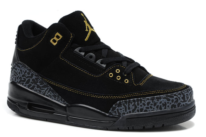 Cheap Air Jordan Shoes 3 Leather All Black