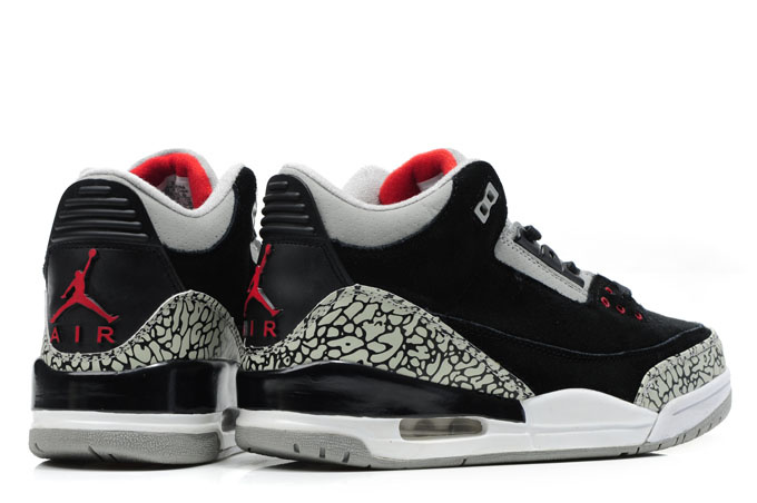 Cheap Air Jordan Shoes 3 Leather Black White Grey - Click Image to Close