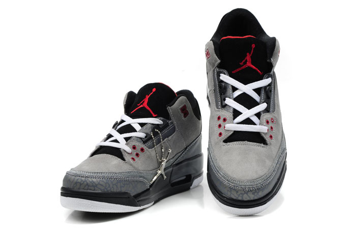 Cheap Air Jordan Shoes 3 Leather Grey White - Click Image to Close