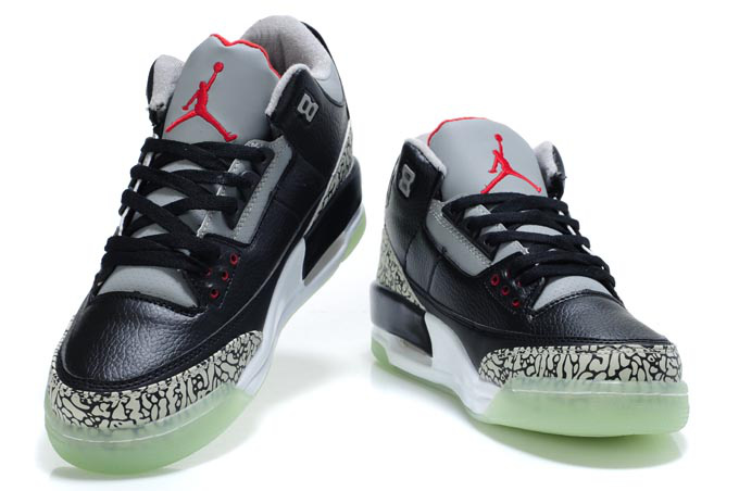 Cheap Air Jordan Shoes 3 Midnight Black Grey Red - Click Image to Close