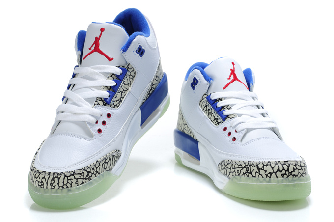 Cheap Air Jordan Shoes 3 Midnight White Grey Blue - Click Image to Close