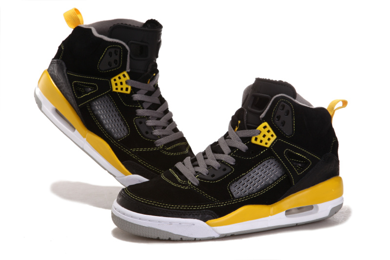 black white yellow jordans