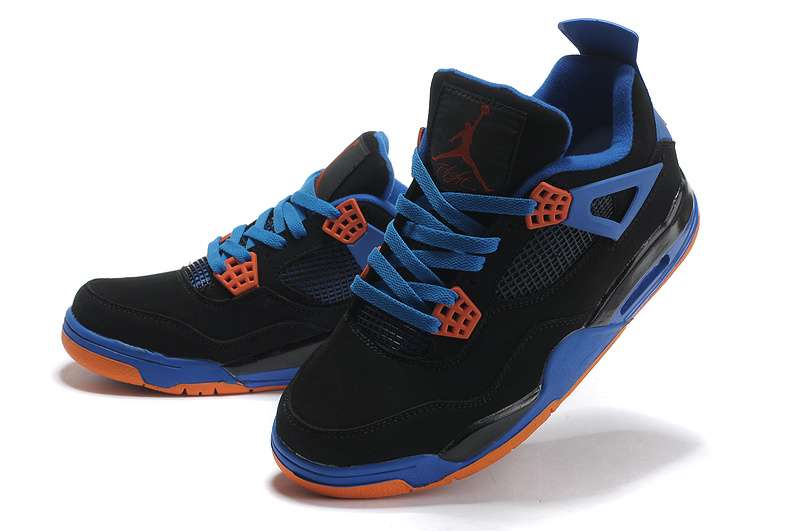 Cheap Air Jordan Shoes 4 Black Orange Blue - Click Image to Close