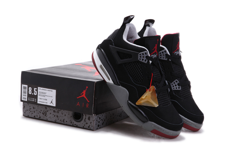 Latest Air Jordan 4 Chalcedoney Edition Black White Red - Click Image to Close