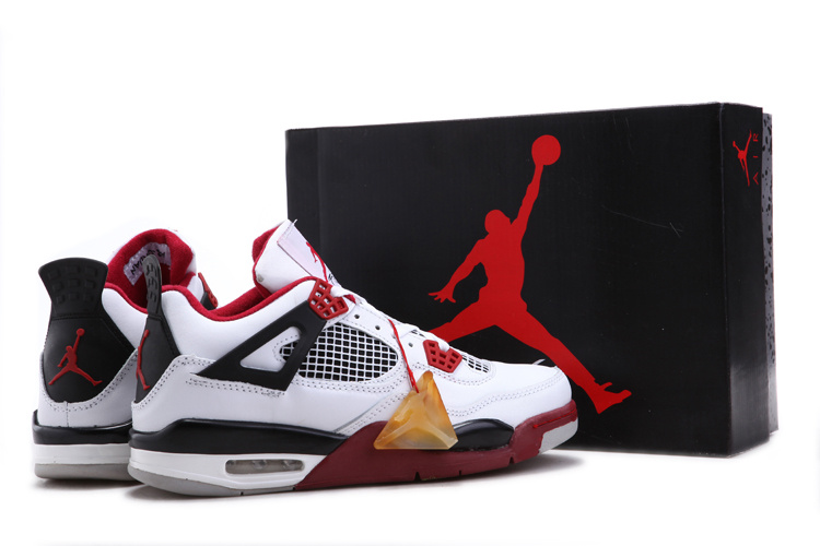 Air Jordan 4 Chalcedoney Edition White Black Red On Discount Sale - Click Image to Close