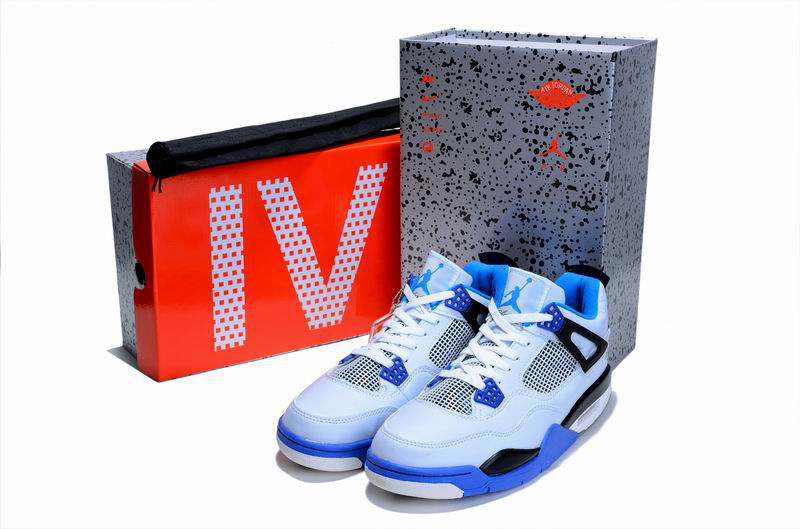 Cheap Air Jordan Shoes 4 Limited Edition White Blue Black - Click Image to Close