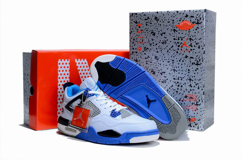 Cheap Air Jordan Shoes 4 Limited Edition White Blue Black - Click Image to Close