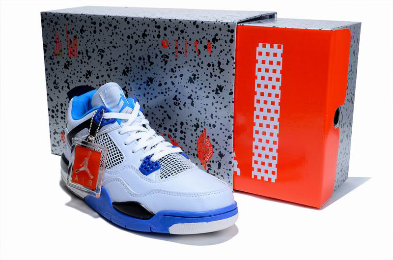 Cheap Air Jordan Shoes 4 Limited Edition White Blue Black - Click Image to Close