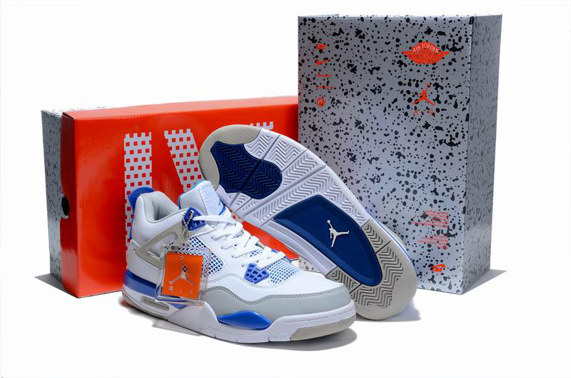 Cheap Air Jordan Shoes 4 Limited Edition White Blue Grey