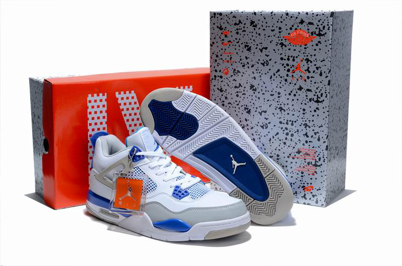 Cheap Air Jordan Shoes 4 Limited Edition White Blue Grey - Click Image to Close