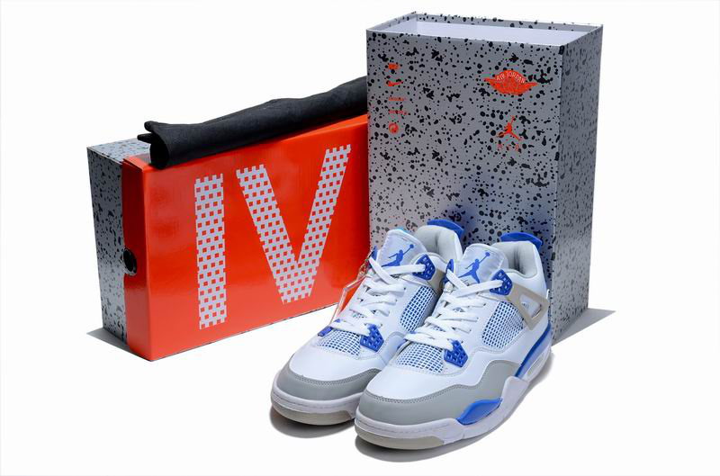 Cheap Air Jordan Shoes 4 Limited Edition White Blue Grey - Click Image to Close