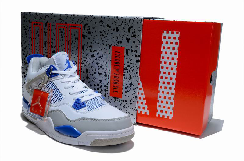 Cheap Air Jordan Shoes 4 Limited Edition White Blue Grey - Click Image to Close