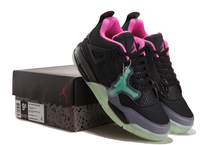 Air Jordan 4 Midnight Shoes Black Pink - Click Image to Close