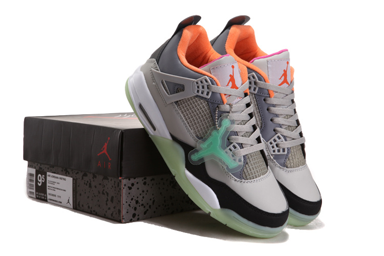 Air Jordan 4 Midnight Shoes Grey Black Orange