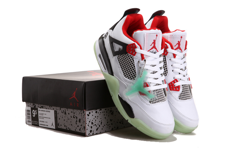 Air Jordan 4 Midnight Shoes White Black Red - Click Image to Close