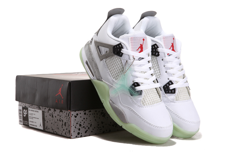 Air Jordan 4 Midnight Shoes White Grey - Click Image to Close