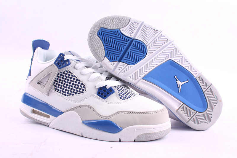 Cheap Air Jordan Shoes 4 White Blue - Click Image to Close