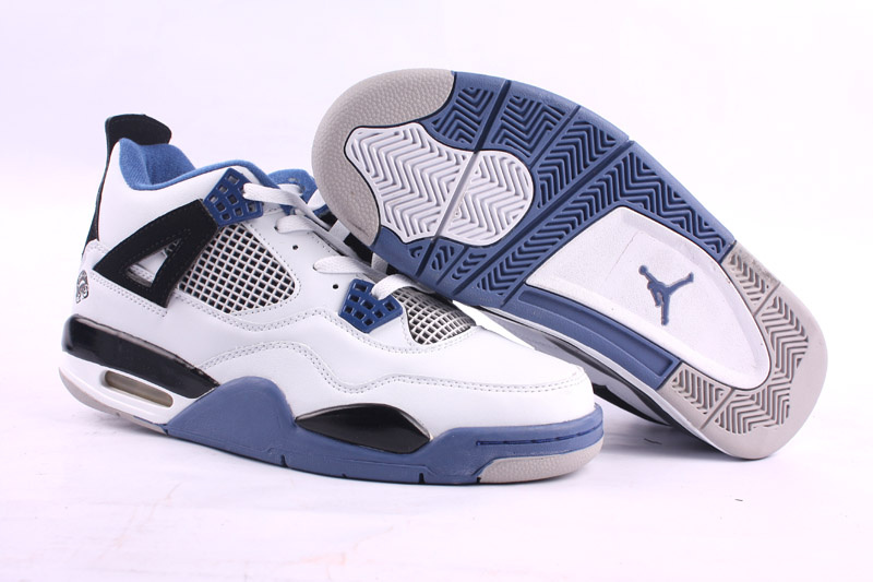 Cheap Air Jordan Shoes 4 White Dark Blue
