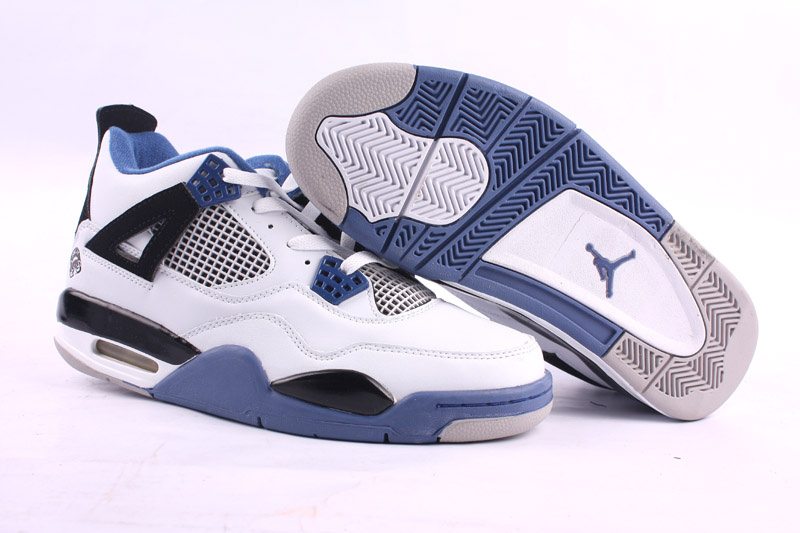 Cheap Air Jordan Shoes 4 White Dark Blue - Click Image to Close