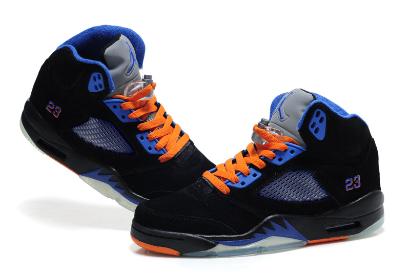 Cheap Air Jordan Shoes 5 Suede Black Blue Orange Shoes - Click Image to Close