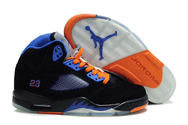 Cheap Air Jordan Shoes 5 Suede Black Blue Orange Shoes - Click Image to Close