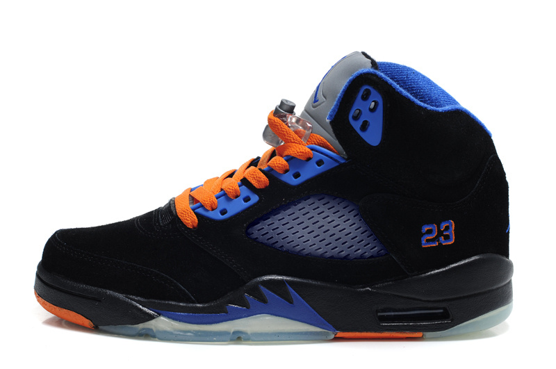 Cheap Air Jordan Shoes 5 Suede Black Blue Orange Shoes