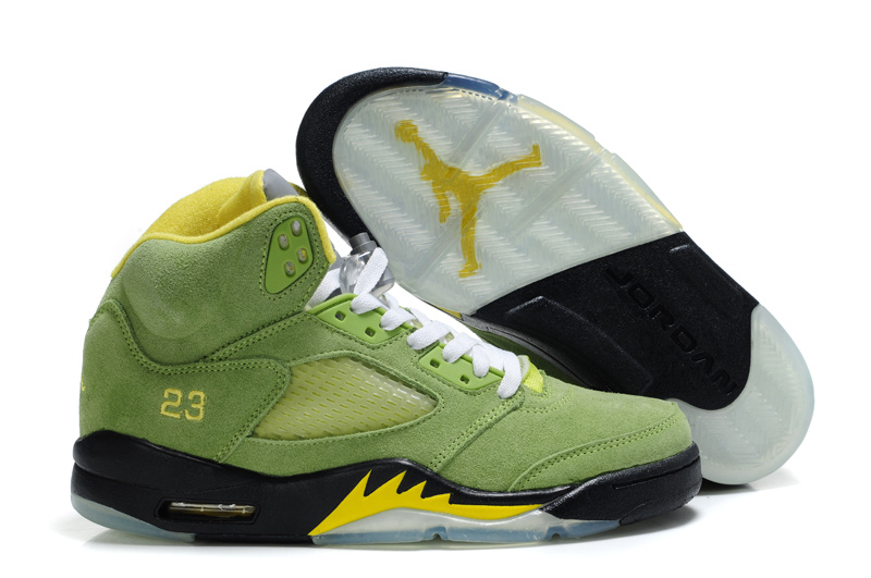 Cheap Air Jordan Shoes 5 Suede Green Black Shoes - Click Image to Close