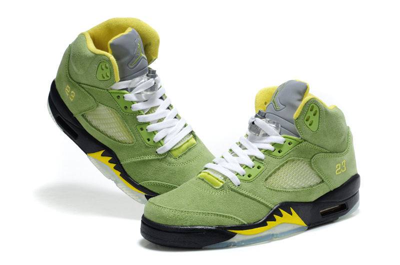 Cheap Air Jordan Shoes 5 Suede Green Black Shoes - Click Image to Close