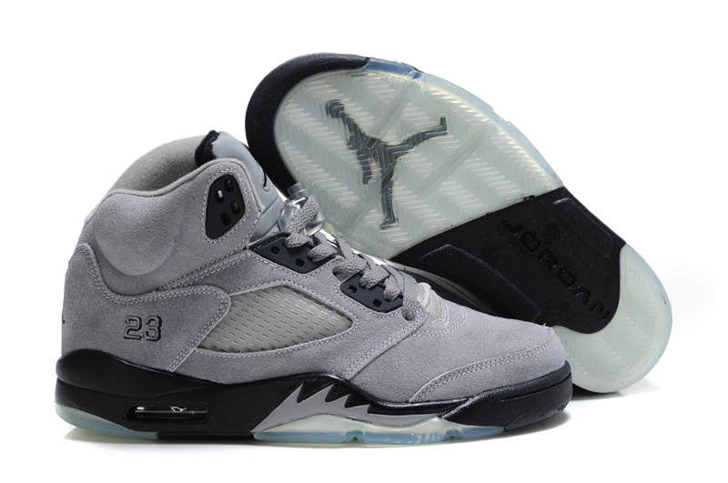 Cheap Air Jordan Shoes 5 Suede Grey Black Shoes - Click Image to Close