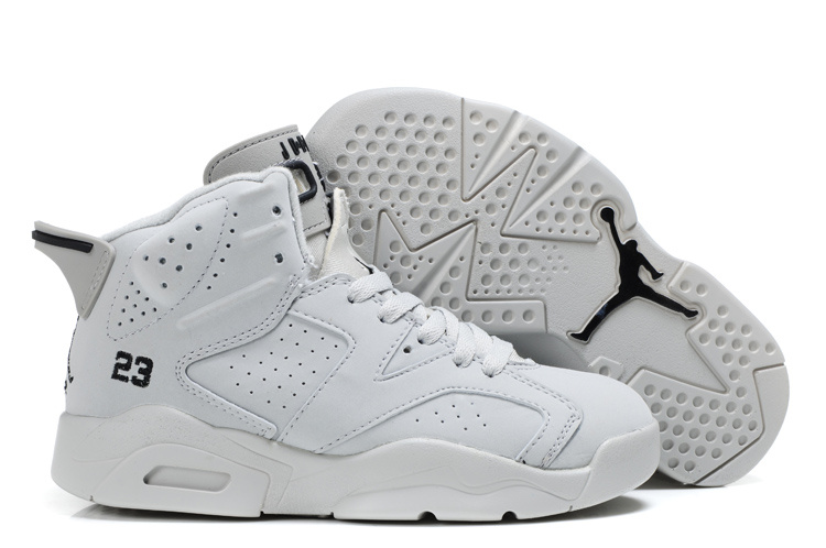 Cheap Air Jordan Shoes 6 All White For Kids