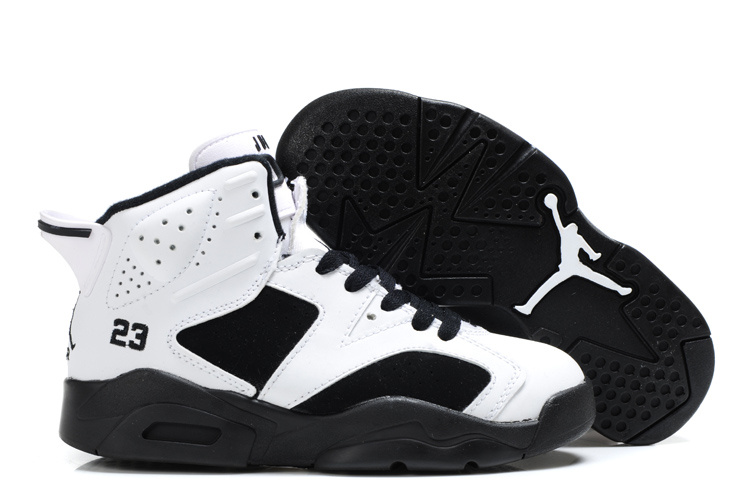 Cheap Air Jordan Shoes 6 White Black For Kids