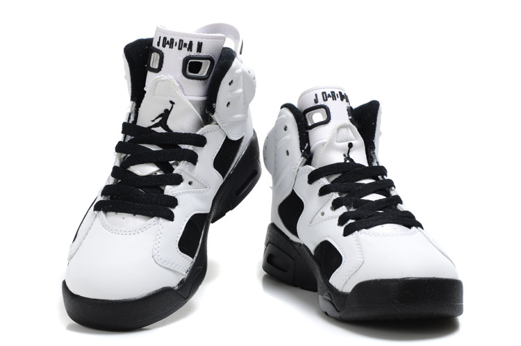 Cheap Air Jordan Shoes 6 White Black For Kids