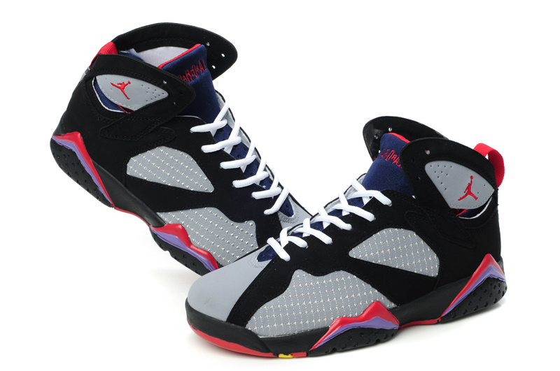 Cheap Air Jordan Shoes 7 Embroided Grey Black Red For Women