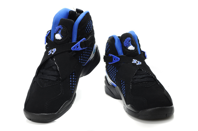 Cheap Air Jordan Shoes 8 Black Blue For Kids