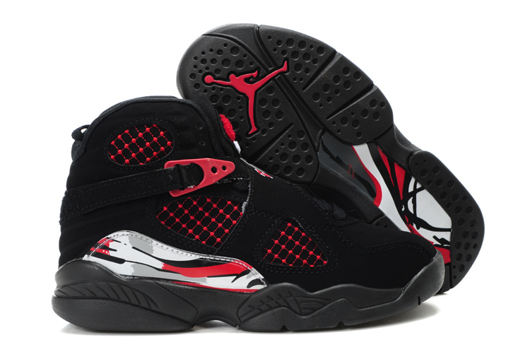 Cheap Air Jordan Shoes 8 Black Red For Kids - Click Image to Close