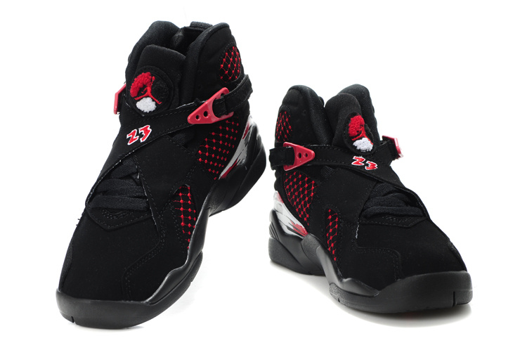 Cheap Air Jordan Shoes 8 Black Red For Kids