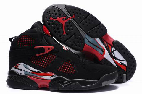 Cheap Air Jordan 8 Shoes Embroider Black Red