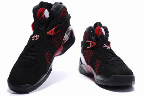 Cheap Air Jordan 8 Shoes Embroider Black Red - Click Image to Close