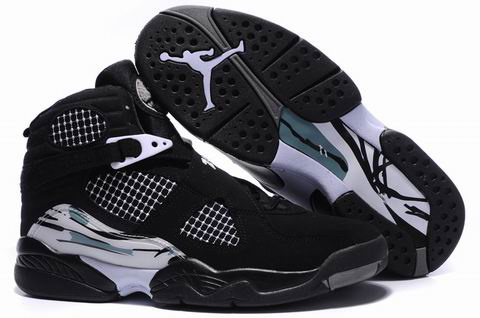 Cheap Air Jordan 8 Shoes Embroider Black White - Click Image to Close